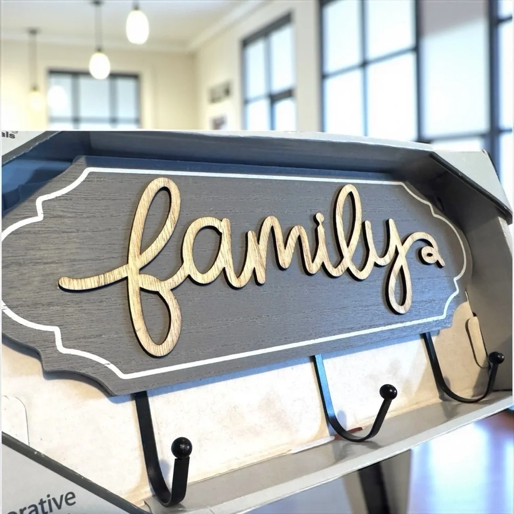 Charming Farmhouse Style “Family” Wall Hooks - True Living Essentials I NWT